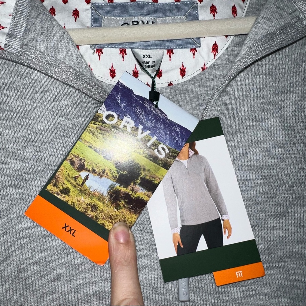 ORVIS Sandy Point ¼ Zip Pullover Sweatshirt Heather Grey Quarter Sweater NWT Red - Picture 3 of 12